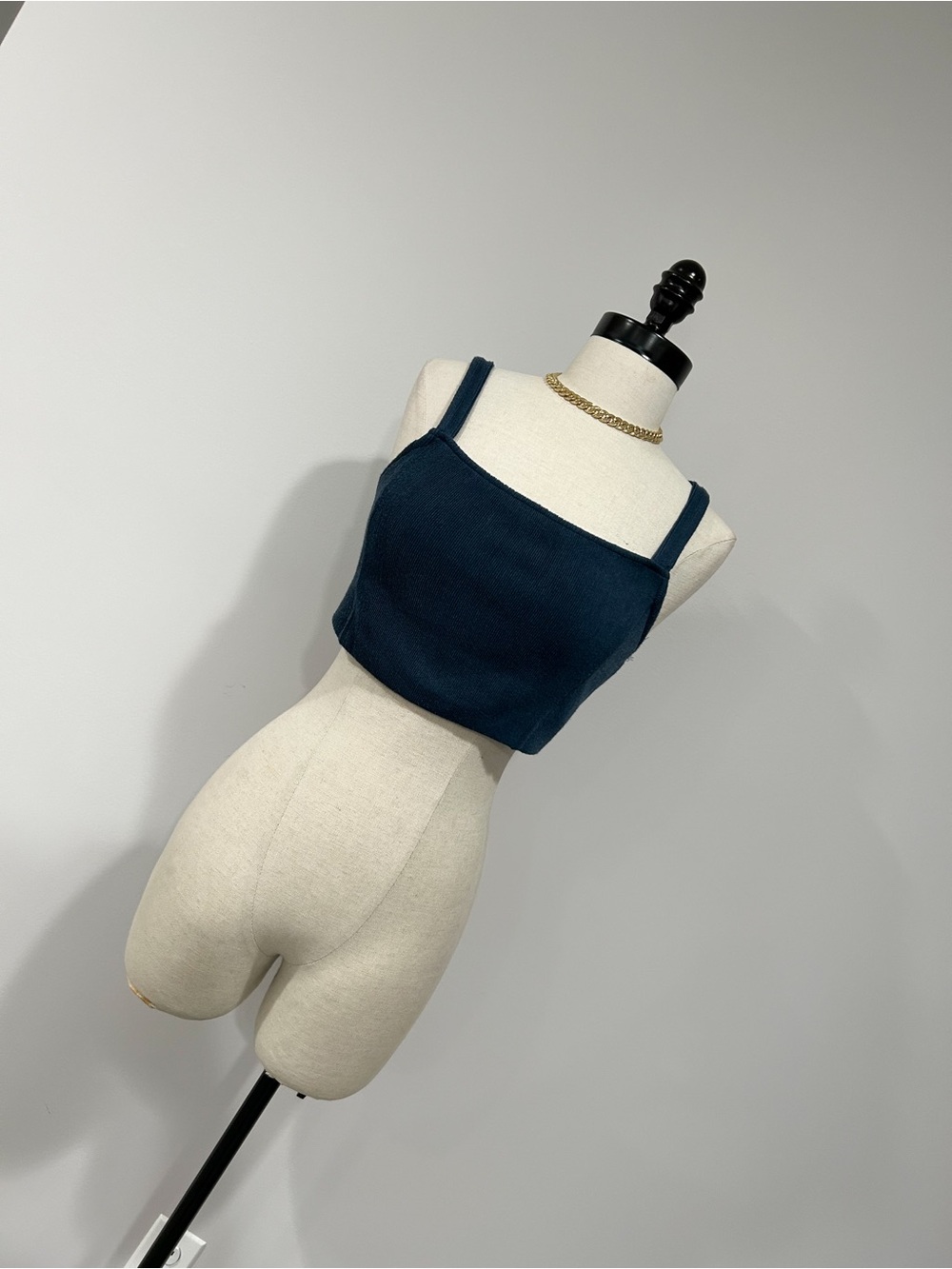 Zara Teal Square-Neck Cropped Tank Top
